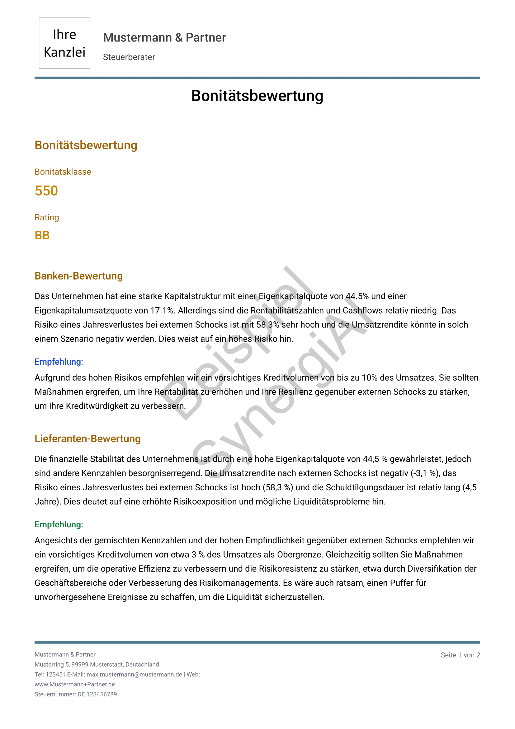 Bonitäts-Analyse Seite 1