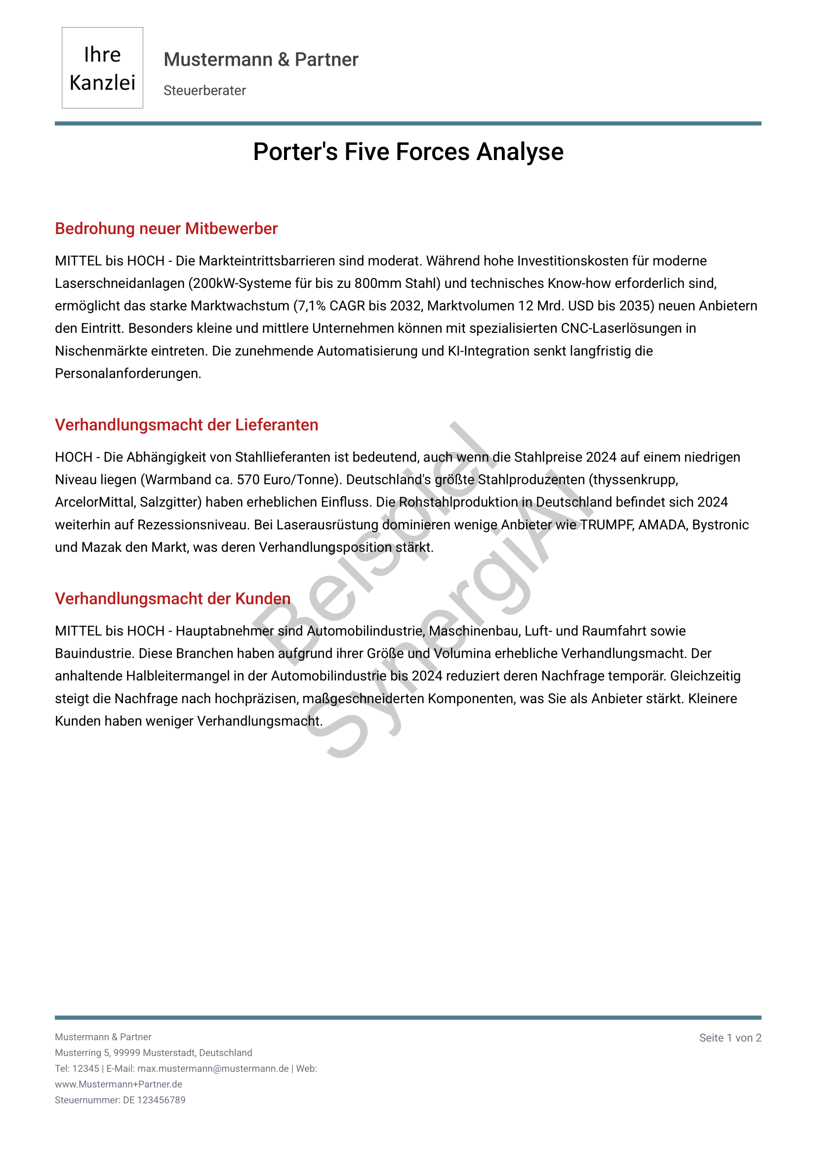 Porter-Analyse Seite 1