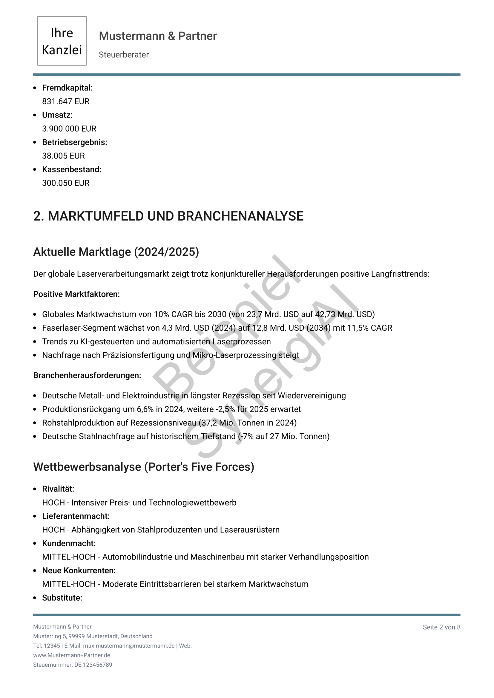 Bankfähiger Managementbericht Seite 2