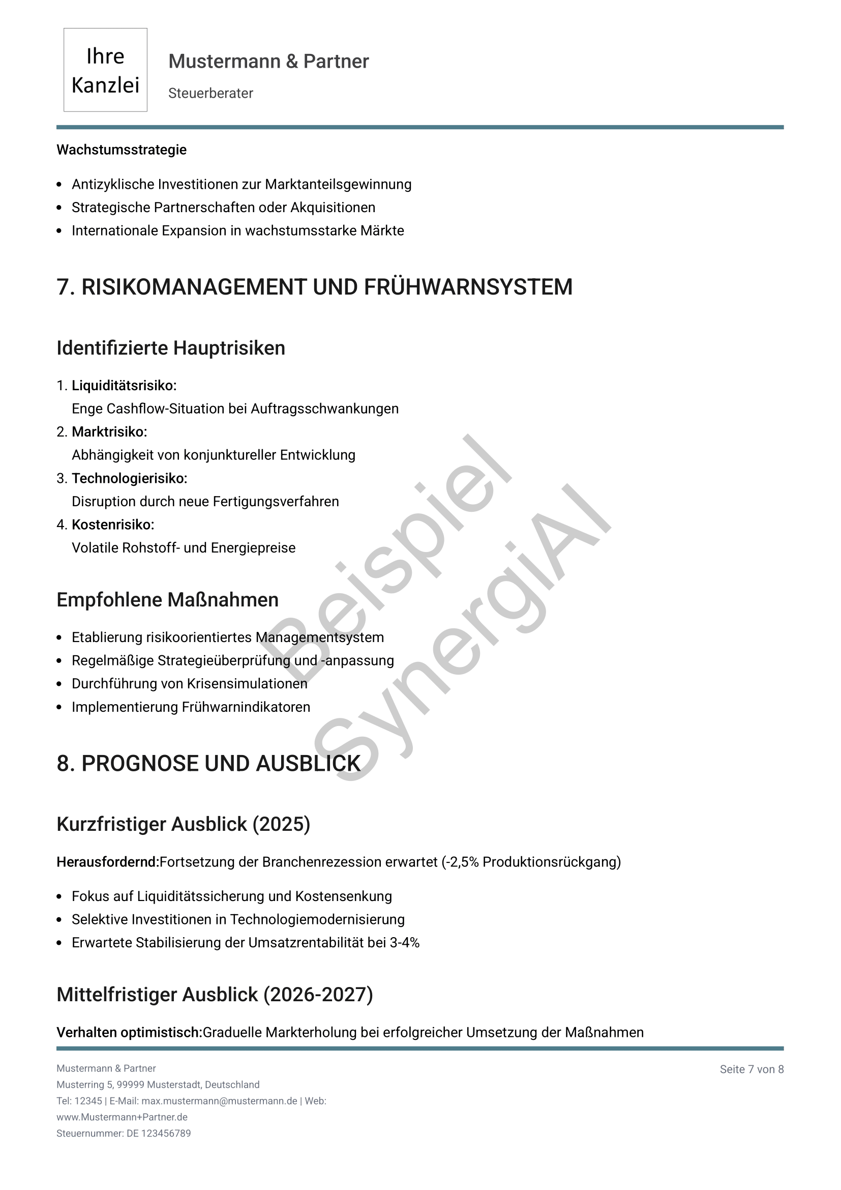 Bankfähiger Managementbericht Seite 7
